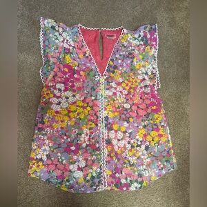 Kate spade Floral Sleeveless Top with Scalloped Edges size small